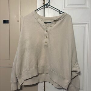 American Eagle Outfitters Beige Button-Up Top